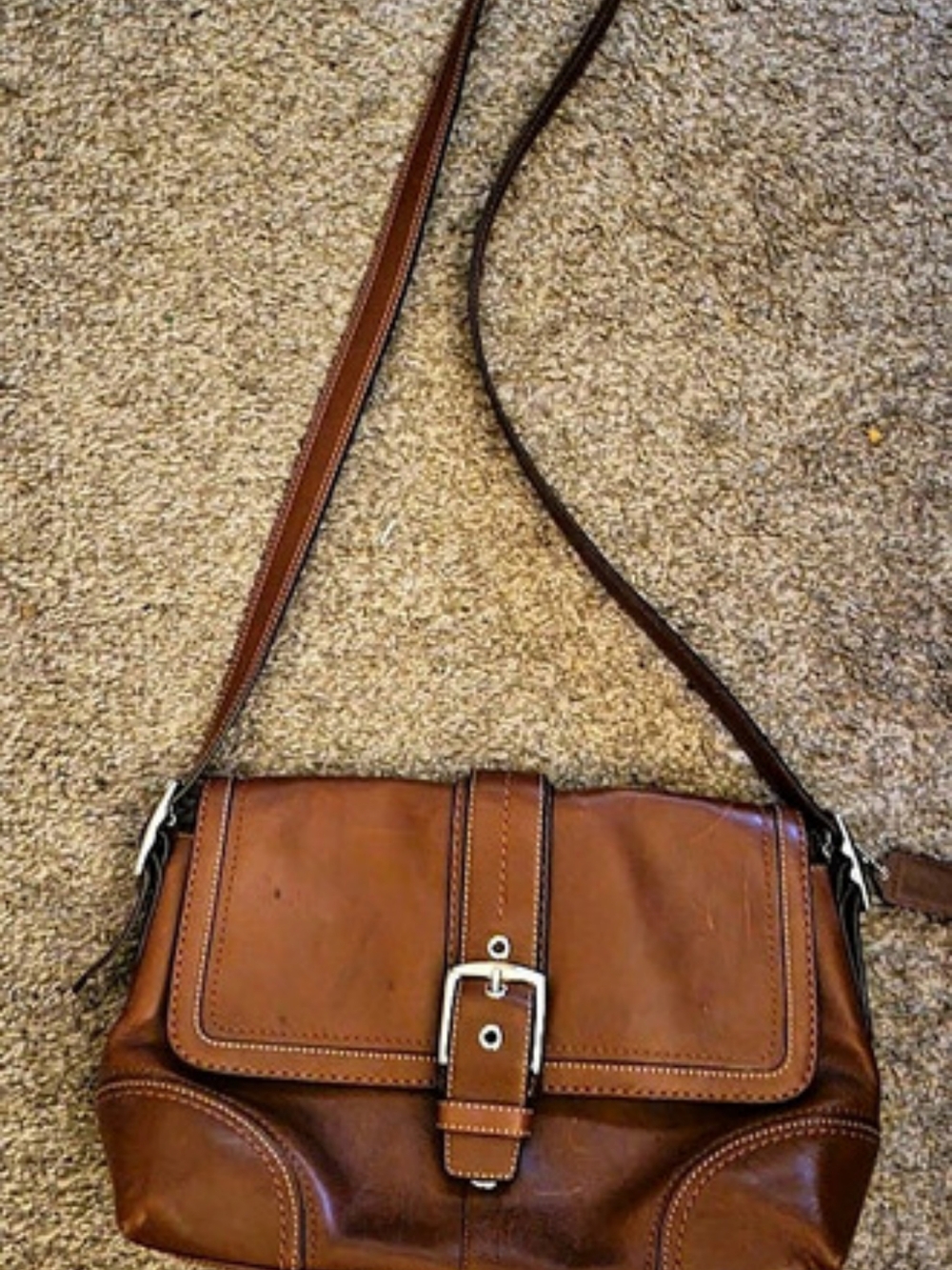 Coach Brown Leather Flap Shoulder Bag